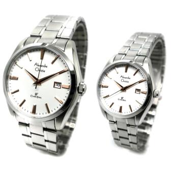 Alexandre Christie Jam Tangan Couple - Silver - Strap Stainless Steel - 8515  