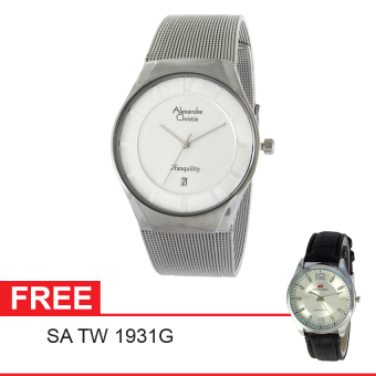 Alexandre Christie Mens Fashion Watch - Silver - Stainless - AC 8331 SS SIL + Gratis Swiss Army TW 1931  