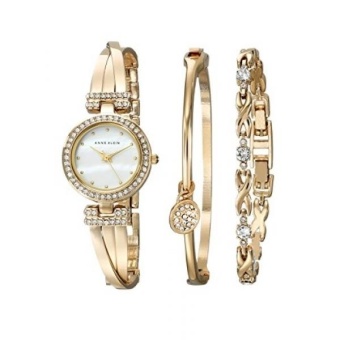 Anne Klein Womens AK/1868GBST Swarovski Crystal-Accented Gold-Tone Bangle Watch and Bracelet Set - intl  