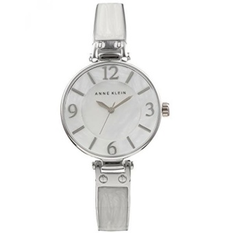 Anne Klein Womens AK/2211WTSV Silver-Tone and White Marbleized Bangle Watch - intl  