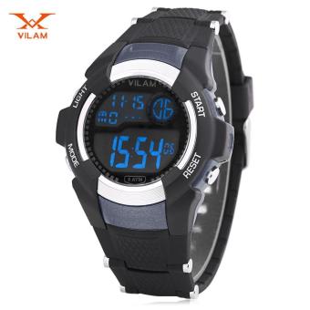 [BLUE] VILAM 09013 Digital Sports Watch LED Light Date Day Chronograph Display 5ATM Wristwatch - intl  