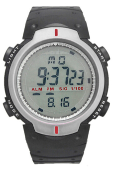 Bluelans® Unisex Tanggal Stopwatch Digital LCD Tahan Air Karet Jam Tangan Perak  