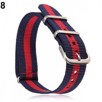 BODHI Adjustable Durable Nylon Wrist Watch Band Replacement 20mm (Navy_red_navy) - intl  