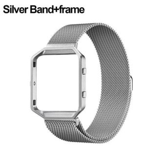 BODHI Mesh Stainless Steel Strap Band + Metal Frame for Fitbit Blaze Wrist Watch Silver Band+frame - intl  