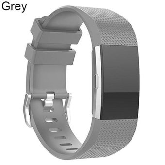 BODHI Replacement Sport Silicone Buckle Wrist Band for Fitbit Charge 2 Bracelet S (Grey) - intl  