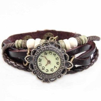 Bracelet Wrist Watch Braid Deep Coffee Watchband Wing Pendant Shape - intl  