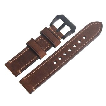 Brown Vintage Genuine Leather 20mm Replacement Watch Strap Band Black Buckle - intl  