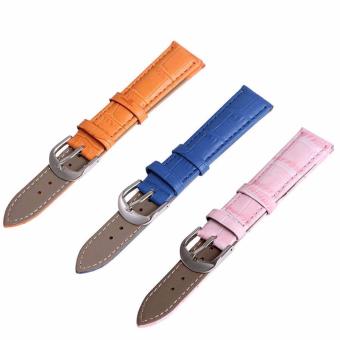 Buy 1 Get 3 Twinklenorth 16mm Blue Orange Pink Genuine Leather Watch Strap Band - intl  