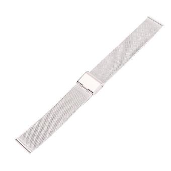 BUYINCOINS Women Men Stainless Steel Mesh Bracelet Double Clasp Watch Band Strap(Silver)  