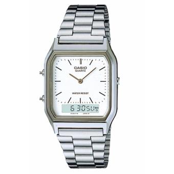 Casio Analog Digital AQ-230A-7DMQ - Jam Tangan Unisex - Tali Stainless Steel - Silver  