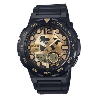 Casio Analog Digital Jam Tangan Pria - Hitam - Strap Karet - AEQ-100BW-9A  