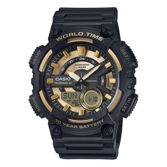 Casio Analog Digital Jam Tangan Pria - Hitam - Strap Karet - AEQ-110BW-9A  