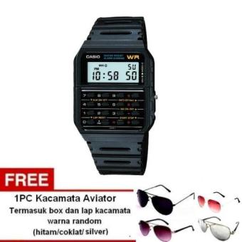 Casio Calculator Watch - Jam Tangan Unisex - Strap Karet - Hitam - CA+ Free 1pc kacamata aviator dengan warna random termasuk kotak kacamata dan lap kacamata  