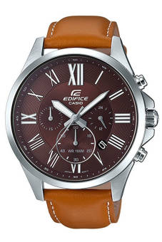 Casio Edifice EFV-500L-5A Leather Band Accuracy: ±20 seconds per month watch Brown  