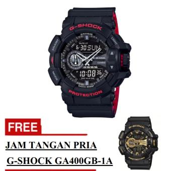 Casio G-Shock GA-400HR-1AJF Jam Tangan Pria Tali Karet - Black Red+Free Jam Tangan G-Shock GA-400GB-1A   Casio G-Shock GA-400HR-1AJF