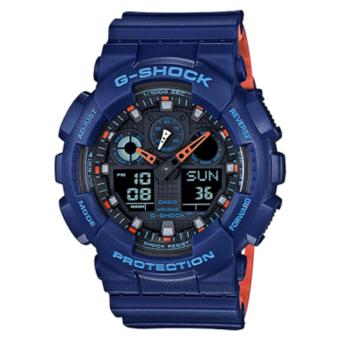 Casio G-Shock - Jam Tangan Pria - Biru-Hitam - Rubber Biru - GA-100L-2ADR  