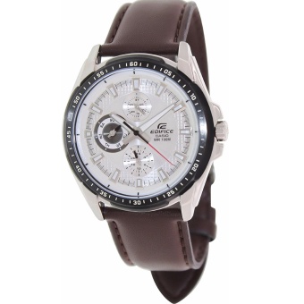 Casio Men's Edifice EF-336L-7A Brown Leather Quartz Watch with Silver Dial - intl  