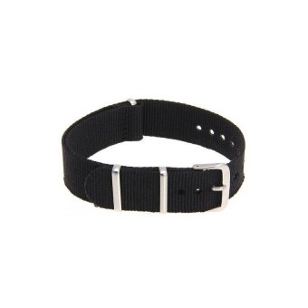 Cestlafit Generic Durable Canvas Watch Band Strap Buckle Black Military Fashion Unisex 18mm - intl  
