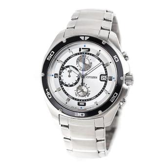 Citizen Watch Chrono Silver Stainless-Steel Case Stainless-Steel Bracelet Mens Japan NWT + Warranty AN3440-53A  