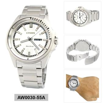 Citizen Watch ECO-DRIVE Silver Stainless-Steel Case Stainless-Steel Bracelet Mens Japan NWT + Warranty AW0030-55A  