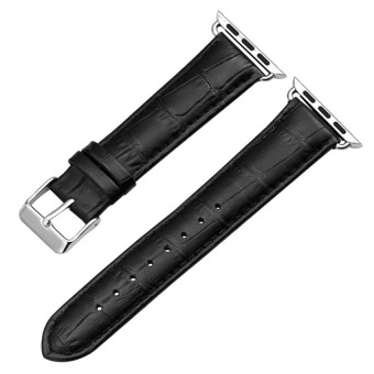 Cocotina kulit gesper pita jam tangan tali sabuk untuk iWatch Apple Watch 42 mm - hitam - International  