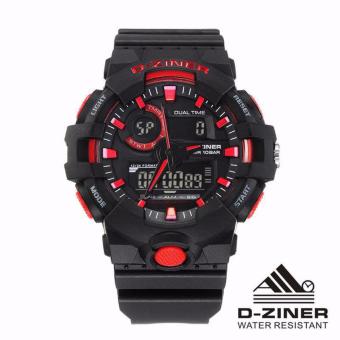 D-ziner Jam Tangan Sport Olahraga Dual Time DZ- 8189 - Black Red  