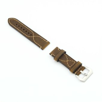 Delicate "S" Stitching Leather Replacement Watch Band Strap Belt 24mm For Man or Woman(Brown)  