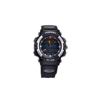 DHS ALIKE A95 Sports 50m Water Resistant Quartz Digital Wrist Watch(Black + Grey)  