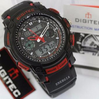 Digitec Jam Tangan Sport Energia Dual Time Pria - Black Red  