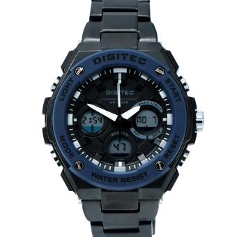 Digitec Men's - Jam Tangan Pria - DG 3036 MB JARUM BIRU - Dualtime - Stainless Steel  