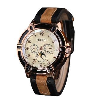 Fashion Men Leather Quartz Watches Sport Watch (Black) - intl  