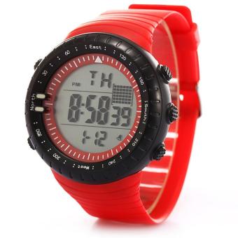 Fashion Men LED Digital Date Sport Military Rubber Quartz Watch Alarm Waterproof Red - intl  