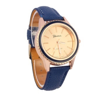 Fashion Vogue Womens Mens Unisex Geneva Faux Leather Analog Quartz Wrist Watch Blue - intl  