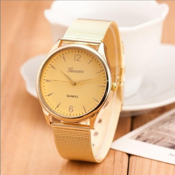 Fashion Womens Classic Gold Geneva Quartz Stainless Steel Wrist Watch-Gold - intl  