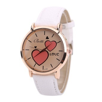Fashion Wristwatch Women Lovers Heart Clock White - intl  