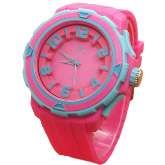 Fortuner FR6433NYQ Analog Jam Tangan Wanita Rubber Strap - Pink List Biru  