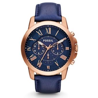 Fossil Grant Multi-Function Navy Dial Navy Leather Men's Watch FS4835  