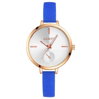 GAIETY G244 Women Fashion Quartz Round Wrist Watch Analog Leather Band Watches - Blue - intl  