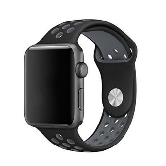 GAKTAI baru pengganti olahraga gelang silikon menonton band tali untuk Apple Watch seri 42 mm - abu-abu hitam - International  