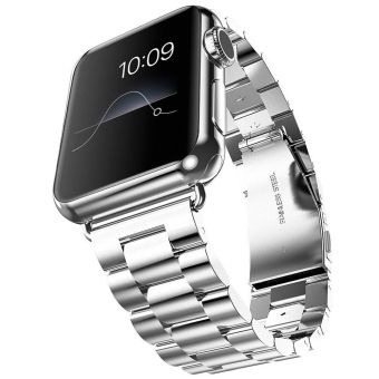 GAKTAI For Space Black Apple Watch Stainless Steel Link Bracelet Strap Band 42mm (Silver)  