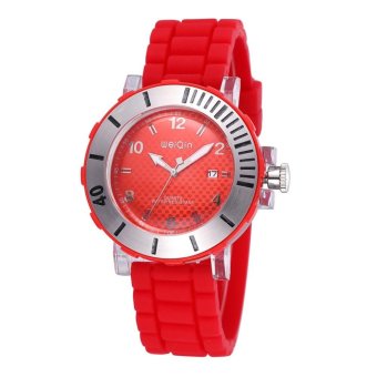gaoshang WEIQIN Luminous Hand Auto Date Metal Plastic Case Silicone Strap Sport Watches Men Luxury Casual Quartz Watch relogios masculino (Red)(OVERSEAS) - intl  