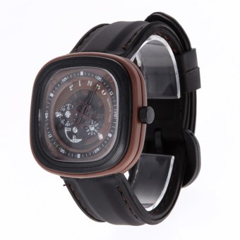 Gear Strap Military Sports Business Square Head men watch Brown - Intl  