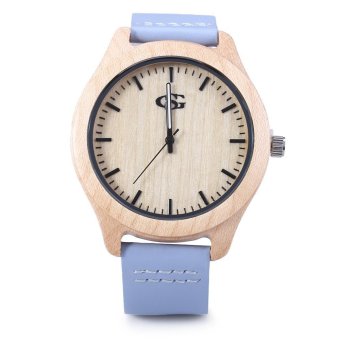 George Smith Female Quartz Watch Wooden Round Dial Wristwatch (BLUE)  