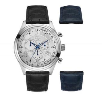 GUESS COLLECTION Gc SMARTCLASS Y04009G1 - Chronograph - Jam Tangan Pria - Leather - Black - Silver  