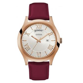 GUESS W0792G10 - Jam Tangan Pria - Leather - Red - Gold  