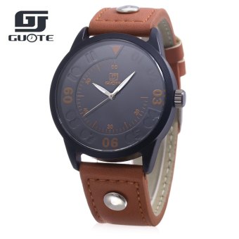 GUOTE Men Quartz Watch Innovative Scale Luminous Leather Strap Wristwatch (COFFEE)  