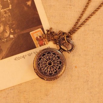 hatai Spider Web Pocket Watch Antique Quartz Unisex Alloy PendantRetro Chain Best Gift For Men Women Unisex (bronze) - intl  