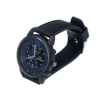 HDL New Mens Stainless Steel Luxury Sport Analog Quartz Clock Wrist Watch Blue - Intl  