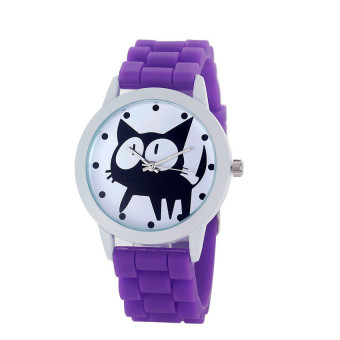 HDL Women Kitty Silicone Quartz Movement Watch Purple - Intl  