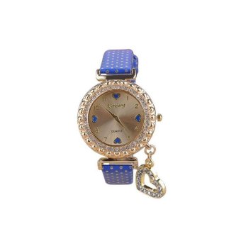 HDL Womens Blue PU Leather Strap Watch - Intl  